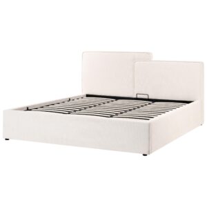 BETT mit Stauraum 180/200 cm Stoff Cremeweiß Lagarde Textil Beliani Möbel > Betten Weiß