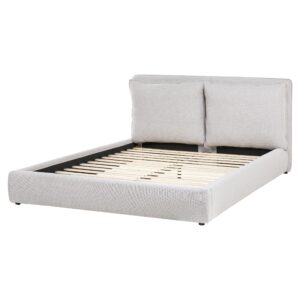 wohnli-moebel-suche-800001905868-1 BETT mit Lattenrost 160/200 cm Stoff Hellgrau Bajonna Textil Beliani Möbel > Betten Grau