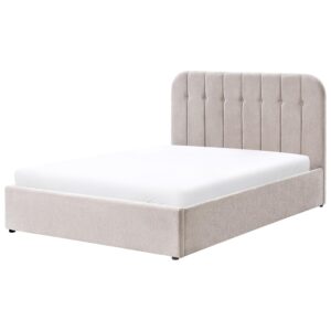 BETT mit Stauraum 140/200 cm Chenillegewebe Taupe Challans Textil Beliani Möbel > Betten Taupe
