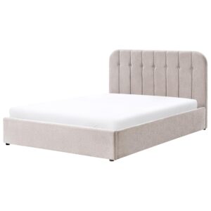 wohnli-moebel-suche-800001905953-1 BETT mit Stauraum 160/200 cm Chenillegewebe Taupe Challans Textil Beliani Möbel > Betten Taupe