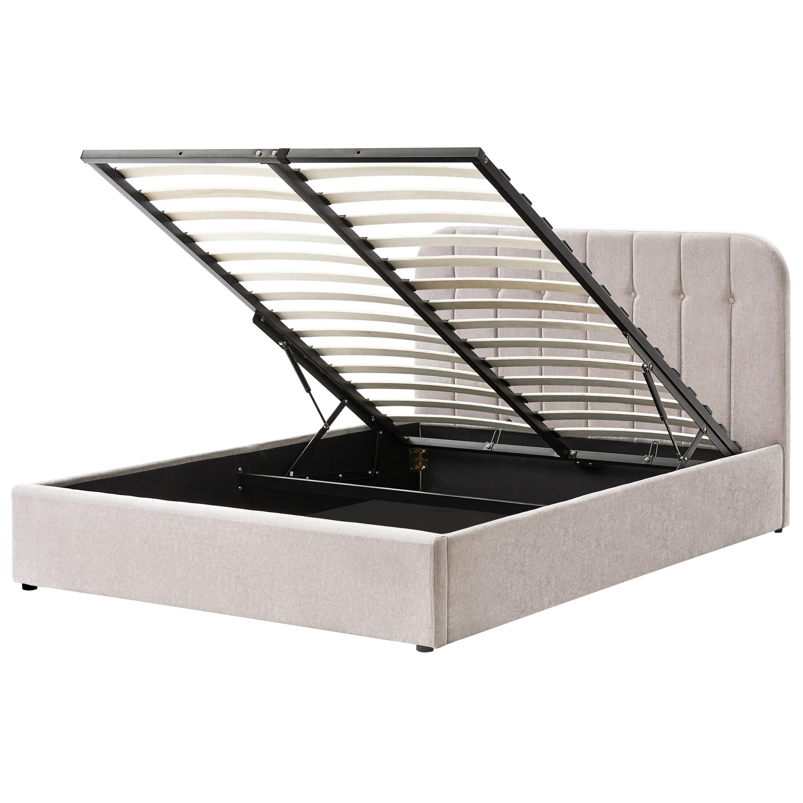 Wohnli Möbelsuche - BETT mit Stauraum 160/200 cm Chenillegewebe Taupe Challans