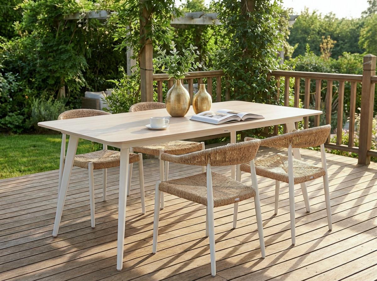 GARTENTISCH 160/90 cm Stein Travertinoptik Rodallo Stein Beliani Möbel > Tische > Esstische Beige