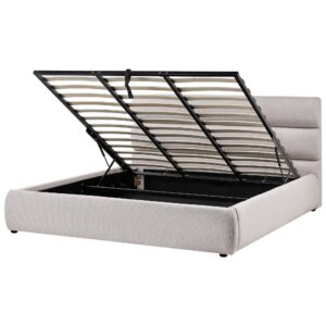 Wohnli Möbelsuche - BETT mit Stauraum 180/200 cm Kunstleinen Grau Bonifacio
