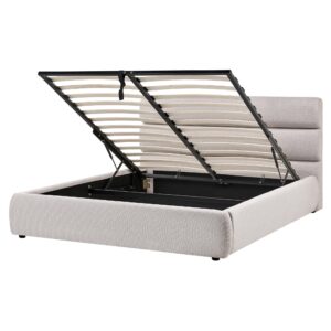 Wohnli Möbelsuche - BETT mit Stauraum 160/200 cm Kunstleinen Grau Bonifacio