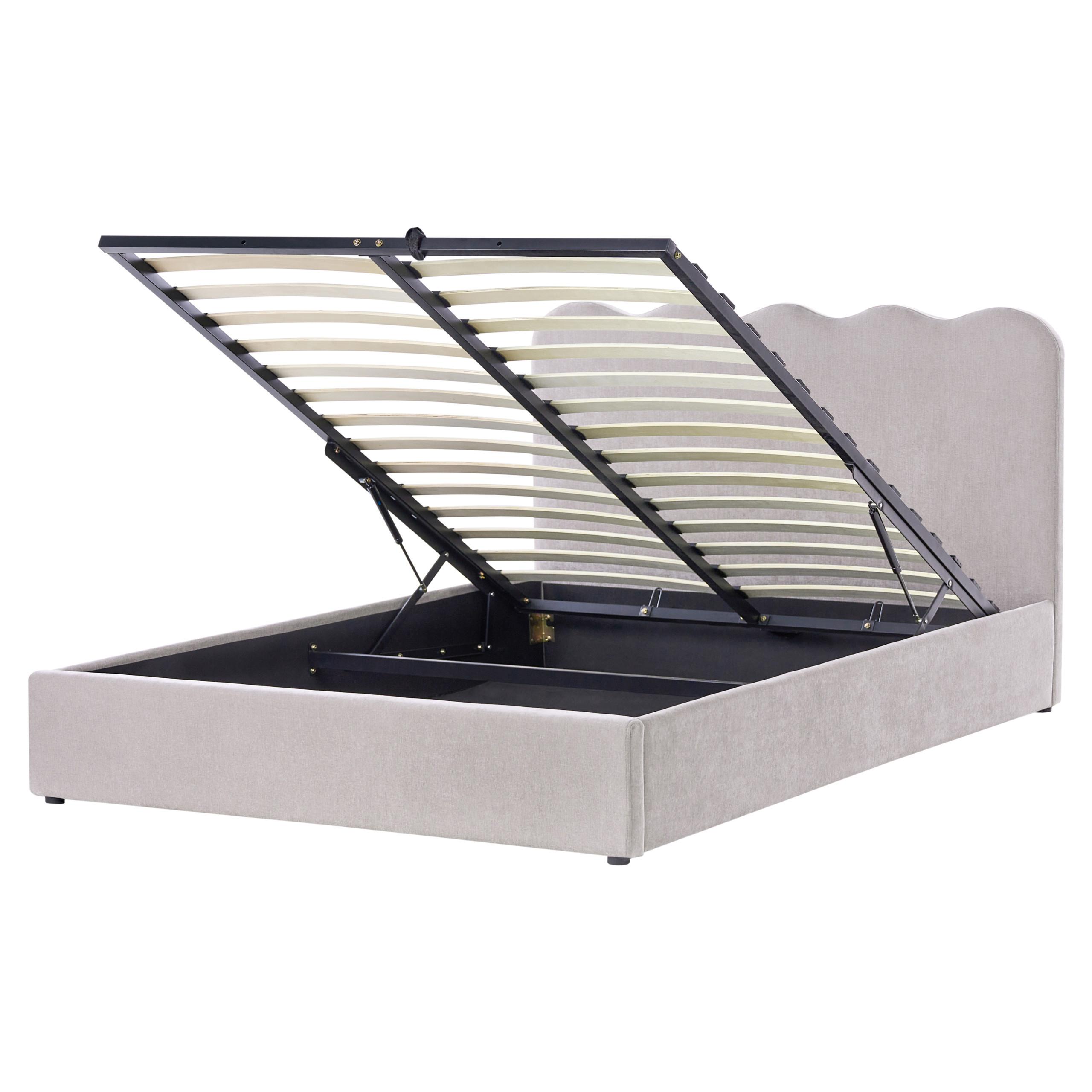 Wohnli Möbelsuche - BETT mit Stauraum 160/200 cm Chenillegewebe Taupe Nanterre