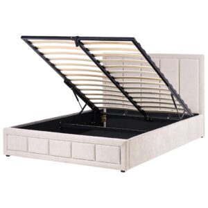 wohnli-moebel-suche-800001906304 Wohnli Möbelsuche - BETT mit Stauraum 160/200 cm Chenillegewebe Taupe Quiberon