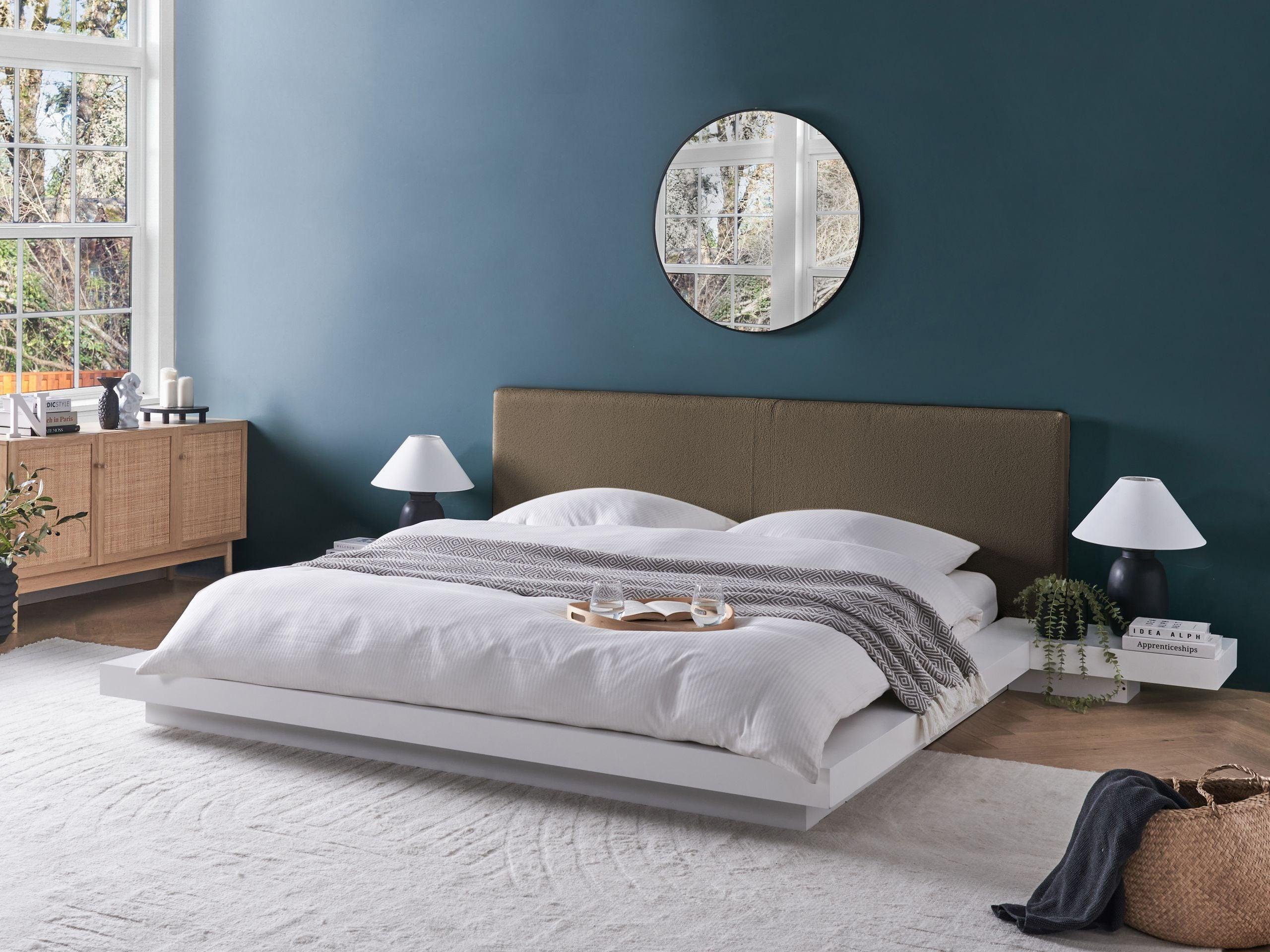 BETT mit Lattenrost 180/200 cm MDF-Platte Taupe Zen Holzwerkstoff Beliani Möbel > Betten Taupe