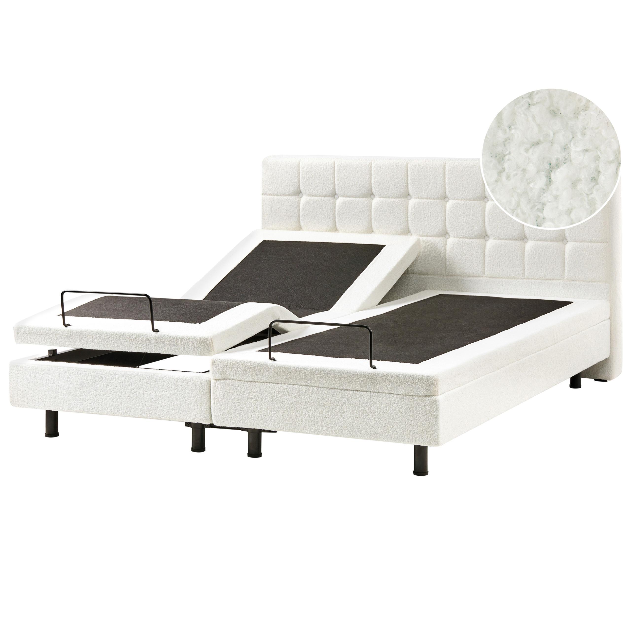 Wohnli Möbelsuche - BETT verstellbar 180/200 cm Bouclé Cremeweiß Duke