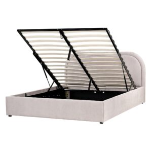 Wohnli Möbelsuche - BETT mit Stauraum 140/200 cm Chenillegewebe Taupe Quillien