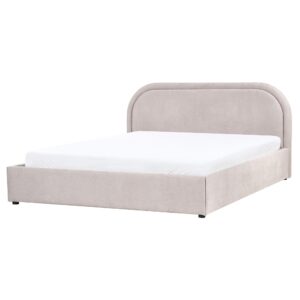 wohnli-moebel-suche-800001906381-1 BETT mit Stauraum 160/200 cm Chenillegewebe Taupe Quillien Textil Beliani Möbel > Betten Taupe