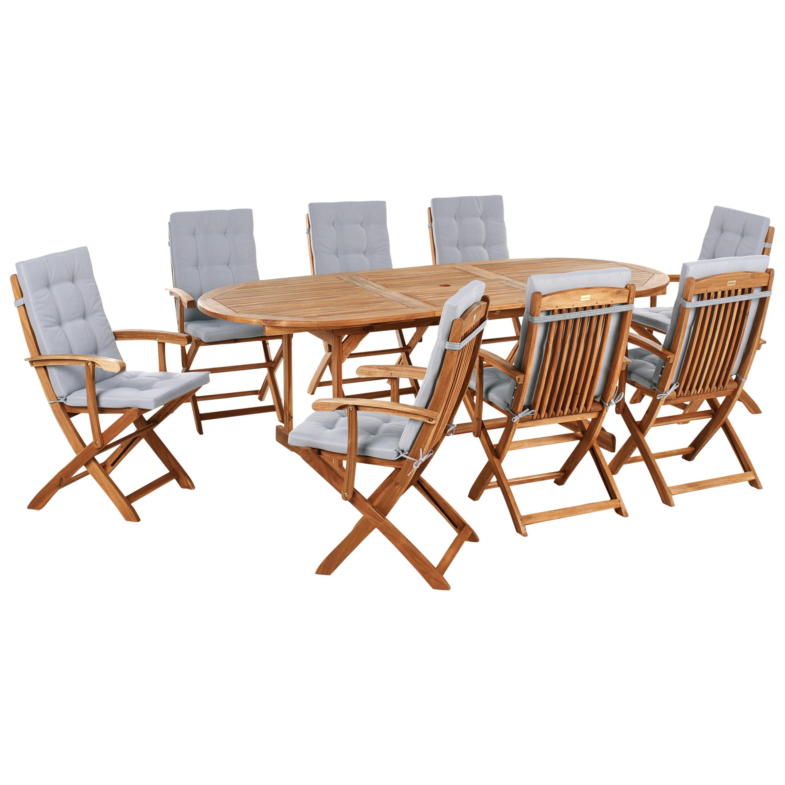 wohnli-moebel-suche-800001906457 Wohnli Möbelsuche - GARTENMÖBEL-SET 8-Sitzer Hellgrau Akazienholz Maui Premium