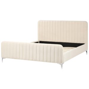 wohnli-moebel-suche-800001906560-1 BETT mit Lattenrost 160/200 cm Samtstoff Hellbeige Lunan Textil Beliani Möbel > Betten Beige