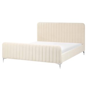 wohnli-moebel-suche-800001906560 Wohnli Möbelsuche - BETT mit Lattenrost 160/200 cm Samtstoff Hellbeige Lunan