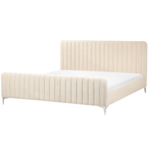 wohnli-moebel-suche-800001906563 Wohnli Möbelsuche - BETT mit Lattenrost 180/200 cm Samtstoff Hellbeige Lunan