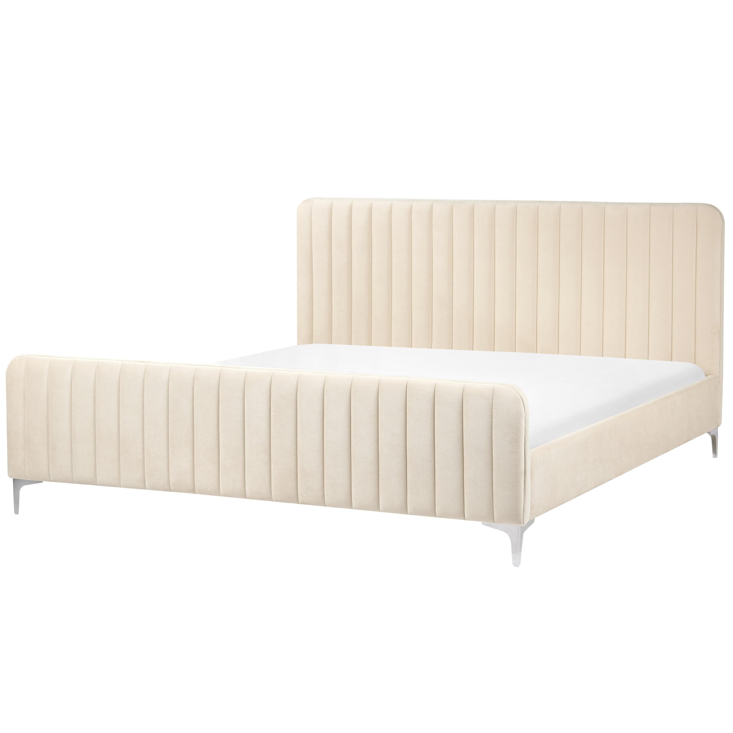 wohnli-moebel-suche-800001906563 Wohnli Möbelsuche - BETT mit Lattenrost 180/200 cm Samtstoff Hellbeige Lunan