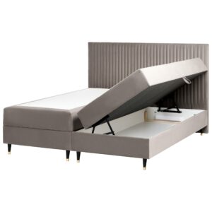 wohnli-moebel-suche-800001906575 Wohnli Möbelsuche - BOXSPRINGBETT mit Stauraum 180/200 cm Samtstoff Taupe Dame