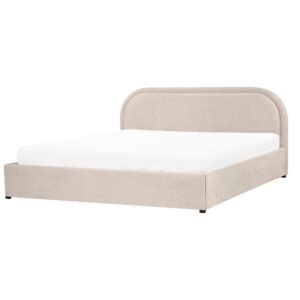 wohnli-moebel-suche-800001906594-1 BETT mit Stauraum 180/200 cm Chenillegewebe Hellbeige Quillien Textil Beliani Möbel > Betten Beige