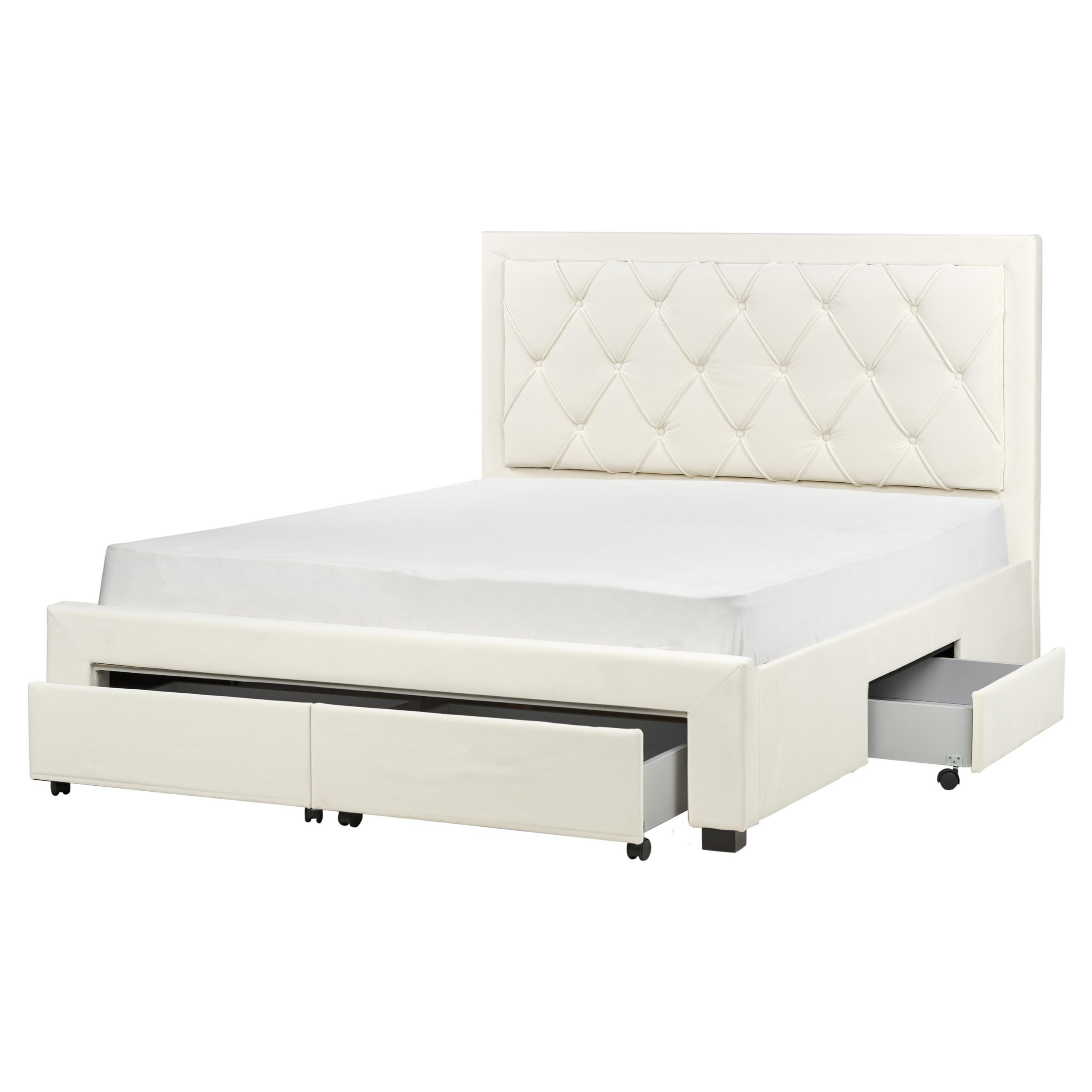 wohnli-moebel-suche-800001906598 Wohnli Möbelsuche - BETT mit Schubladen 160/200 cm Samtstoff Hellbeige Lievin