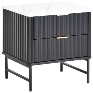 wohnli-moebel-suche-800001906608 Wohnli Möbelsuche - NACHTTISCH mit 2 Schubladen Marmor Optik/Schwarz Glastonbury
