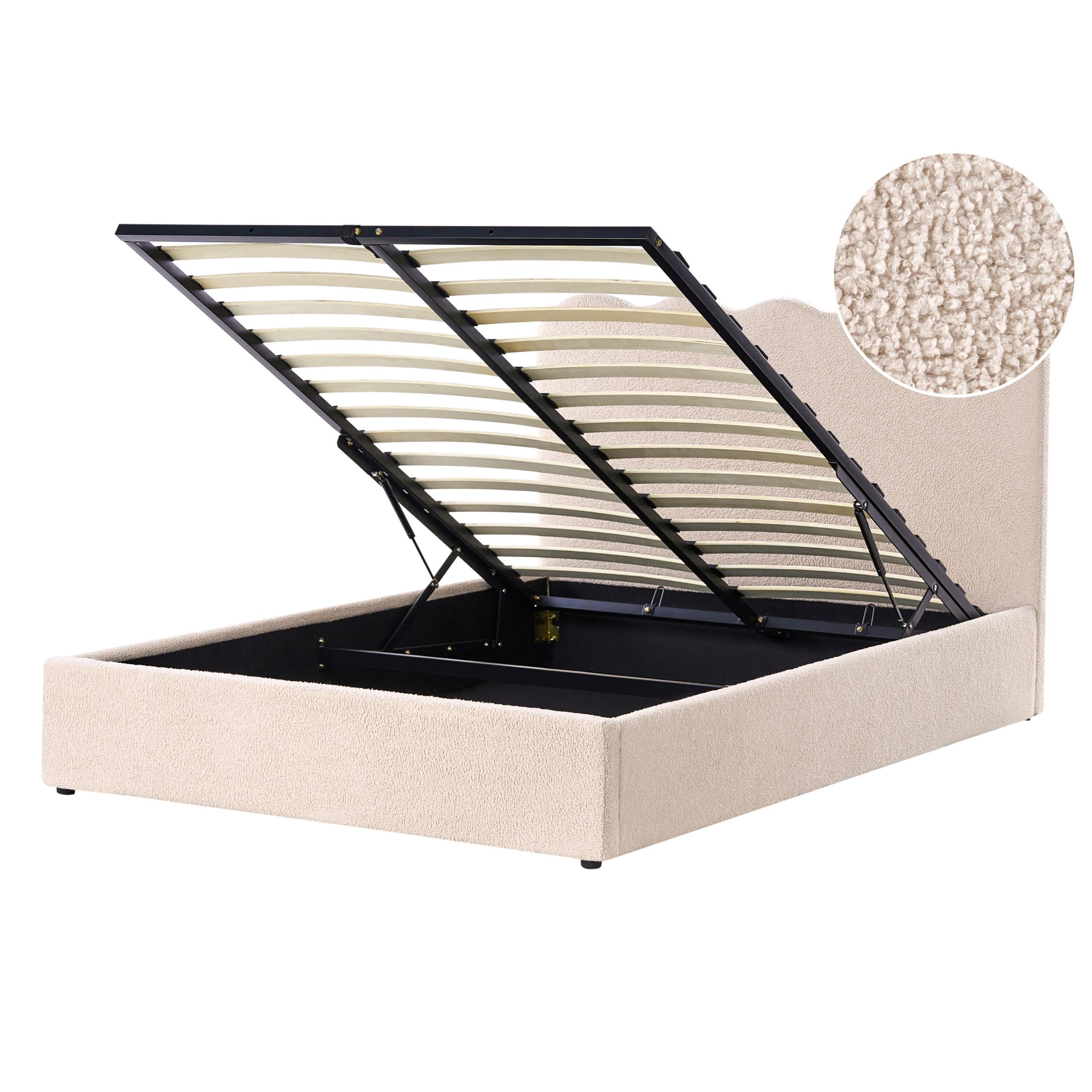 wohnli-moebel-suche-800001906626 Wohnli Möbelsuche - BETT mit Stauraum 140/200 cm Bouclé Beige Nanterre