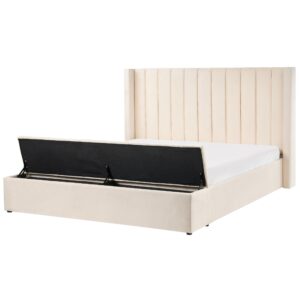 wohnli-moebel-suche-800001906742 Wohnli Möbelsuche - BETT mit Stauraumbank 180/200 cm Samtstoff Cremeweiß Noyers