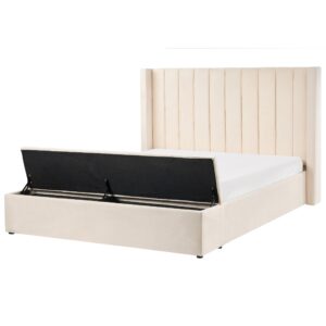 wohnli-moebel-suche-800001906746 Wohnli Möbelsuche - BETT mit Stauraum bank160/200 cm Samtstoff Cremeweiß Noyers
