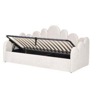 wohnli-moebel-suche-800001906772 Wohnli Möbelsuche - BETT mit Stauraum 90/200 cm Samtstoff Hellbeige Polignac
