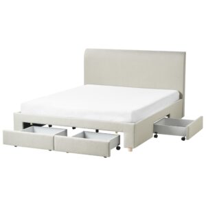 wohnli-moebel-suche-800001906868 Wohnli Möbelsuche - BETT mit Schubladen 160/200 cm Stoff Hellbraun Soutrin
