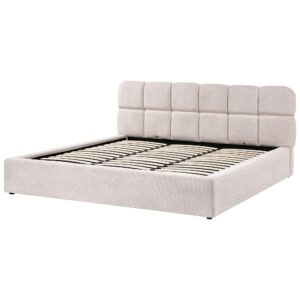 BETT mit Stauraum 180/200 cm Stoff Hellbeige Baston Textil Beliani Möbel > Betten Beige
