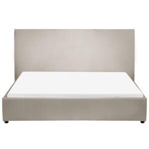 wohnli-moebel-suche-800001906974-1 BETT mit Lattenrost 160/200 cm Samtstoff Taupe Lavaur Textil Beliani Möbel > Betten Taupe