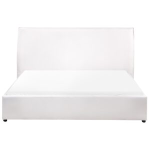 wohnli-moebel-suche-800001906975-1 BETT mit Lattenrost 160/200 cm Samtstoff Cremeweiß Lavaur Textil Beliani Möbel > Betten Weiß