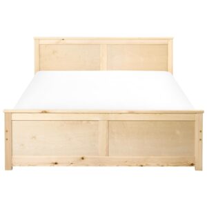 wohnli-moebel-suche-800001907052-1 BETT mit Lattenrost 180/200 cm Kiefernholz Hellbraun Dauphin Holz Beliani Möbel > Betten Braun