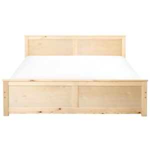 wohnli-moebel-suche-800001907056-1 BETT mit Lattenrost 160/200 cm Kiefernholz Hellbraun Dauphin Holz Beliani Möbel > Betten Braun