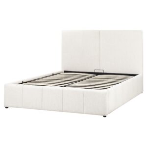 wohnli-moebel-suche-800001907160-1 BETT mit Stauraum 160/200 cm Stoff Cremeweiß Castelnavet Textil Beliani Möbel > Betten Weiß