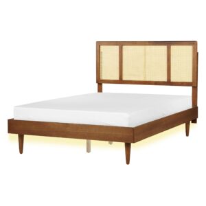 wohnli-moebel-suche-800001907371 Wohnli Möbelsuche - BETT mit LED 140/200 cm Gummibaumholz Braun Auray