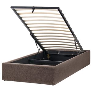 wohnli-moebel-suche-800001907448-1 BETT mit Stauraum ohne Kopfteil 90/200 cm Bouclé Taupe Dinan Textil Beliani Möbel > Betten Taupe