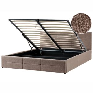 Wohnli Möbelsuche - BETT mit Stauraum 180/200 cm Bouclé Taupe Massognes