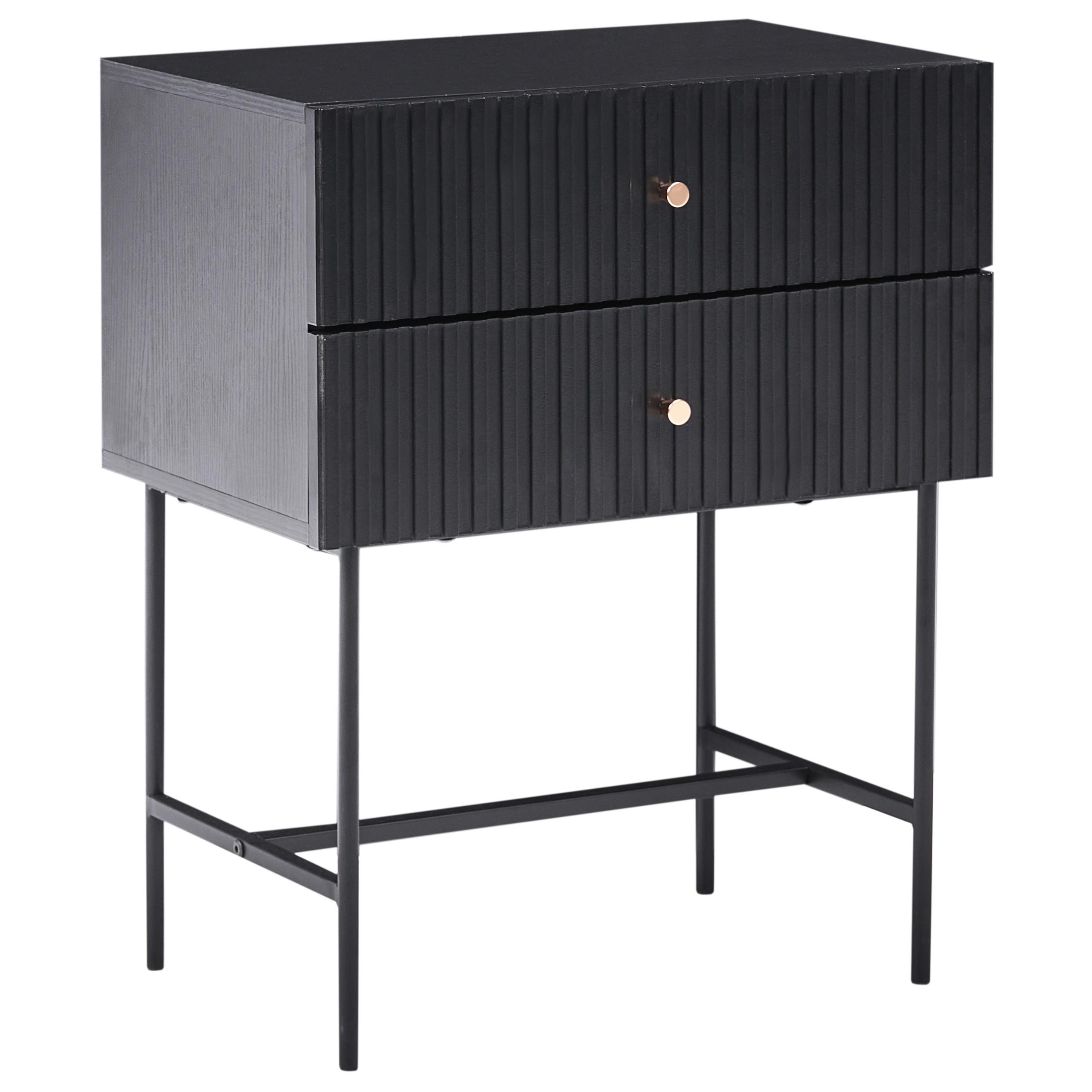 Wohnli Möbelsuche - NACHTTISCH mit 2 Schubladen Schwarz/Gold Coventry