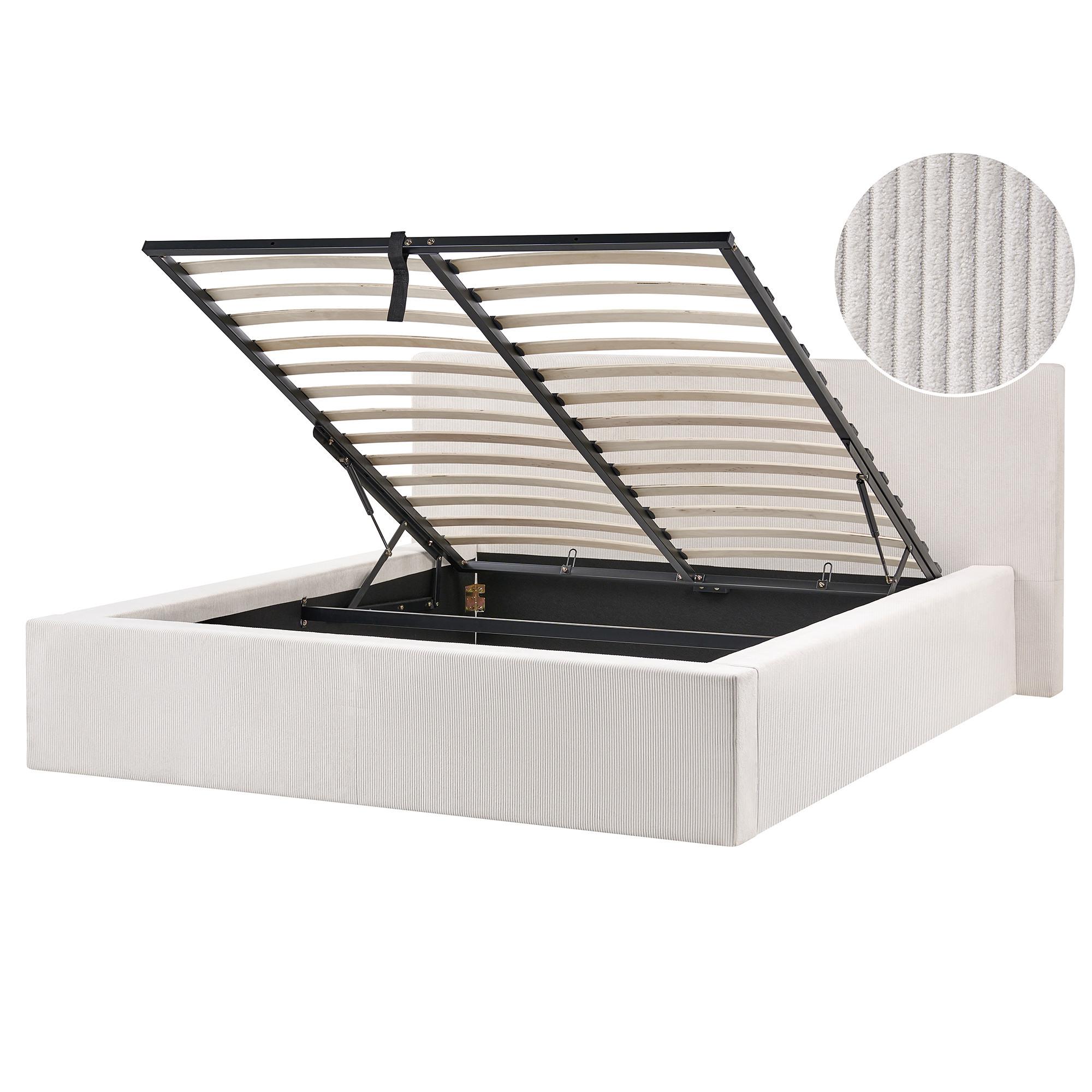 Wohnli Möbelsuche - BETT mit Stauraum 160/200 cm Cord Hellbeige Lillebonne