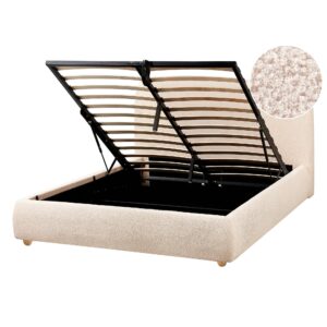Wohnli Möbelsuche - BETT mit Stauraum 140/200 cm Bouclé Hellbraun Blagnac