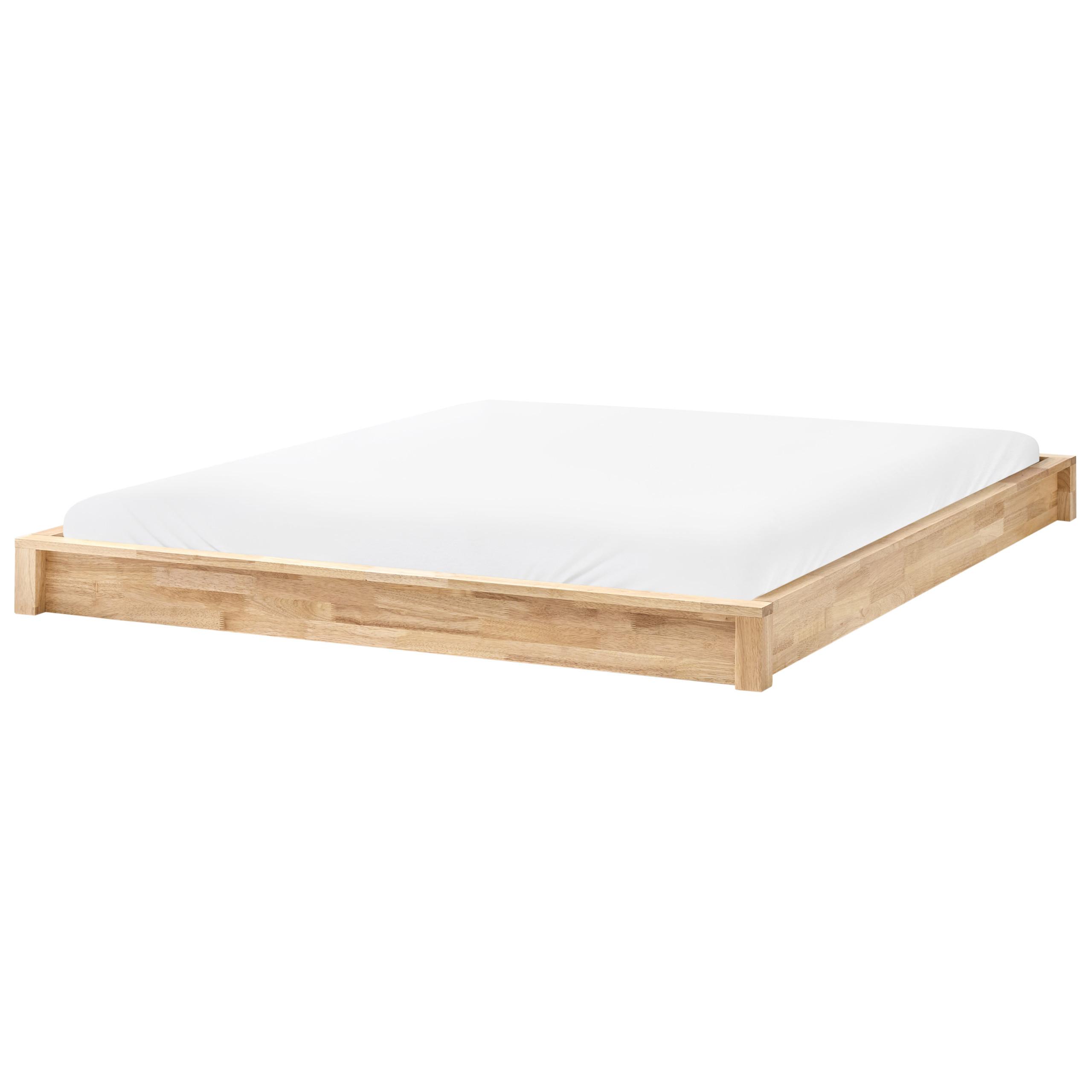 Wohnli Möbelsuche - BETT ohne Kopfteil 160/200 cm Gummibaumholz Hellbraun Antras