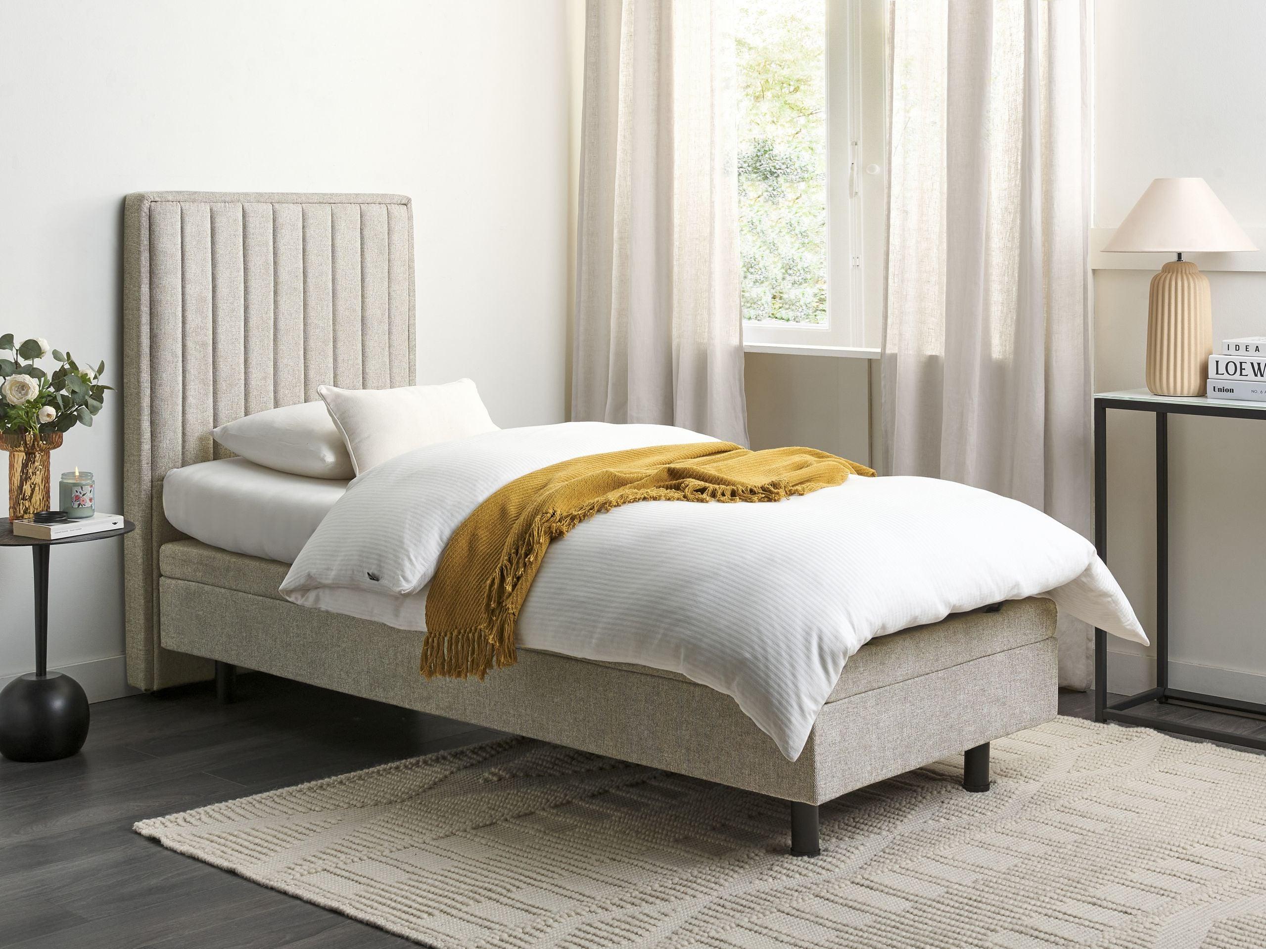 BETT verstellbar 80/200 cm Stoff Beige Castellan Textil Beliani Möbel > Betten Beige
