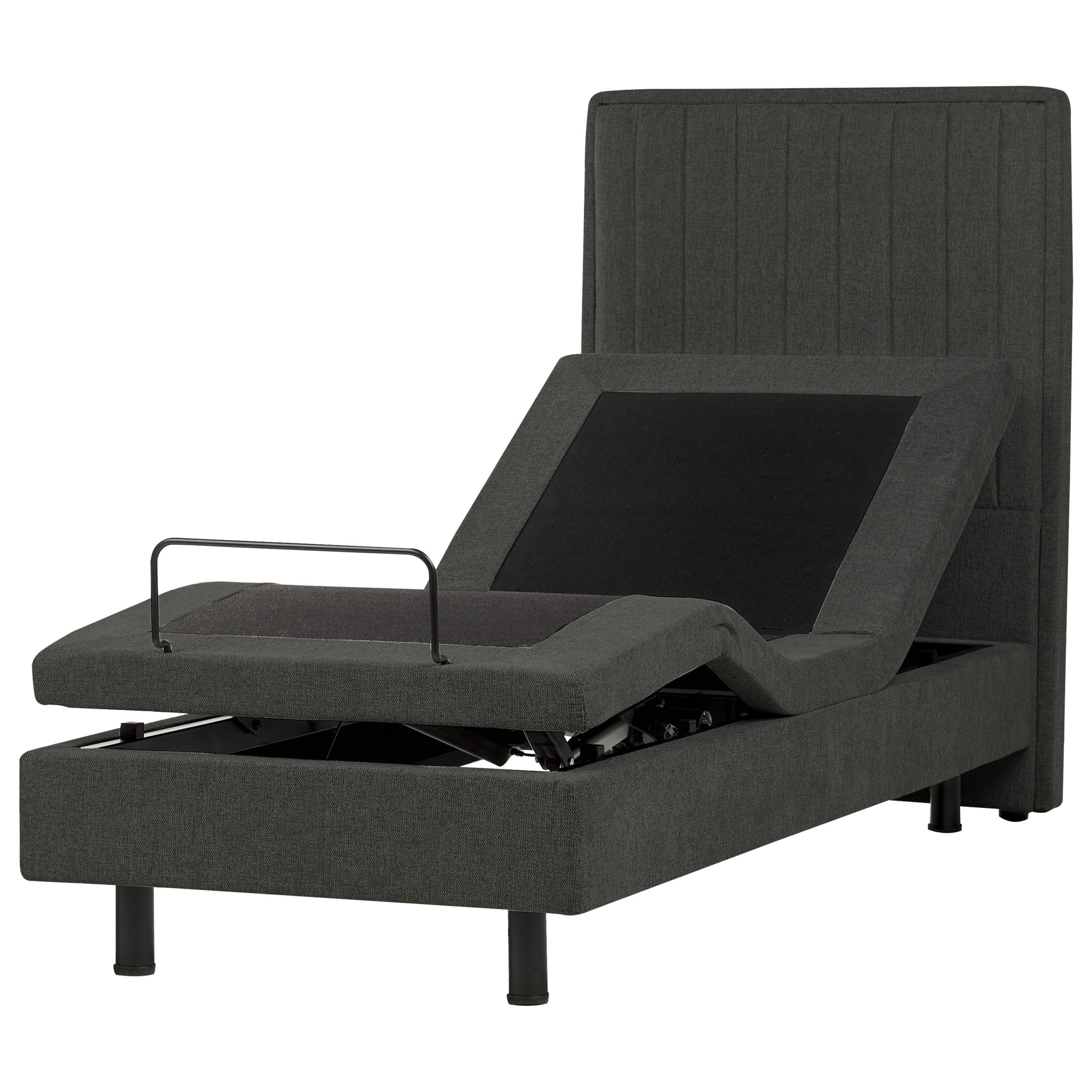 Wohnli Möbelsuche - BETT verstellbar 80/200 cm Stoff Dunkelgrau Castellan