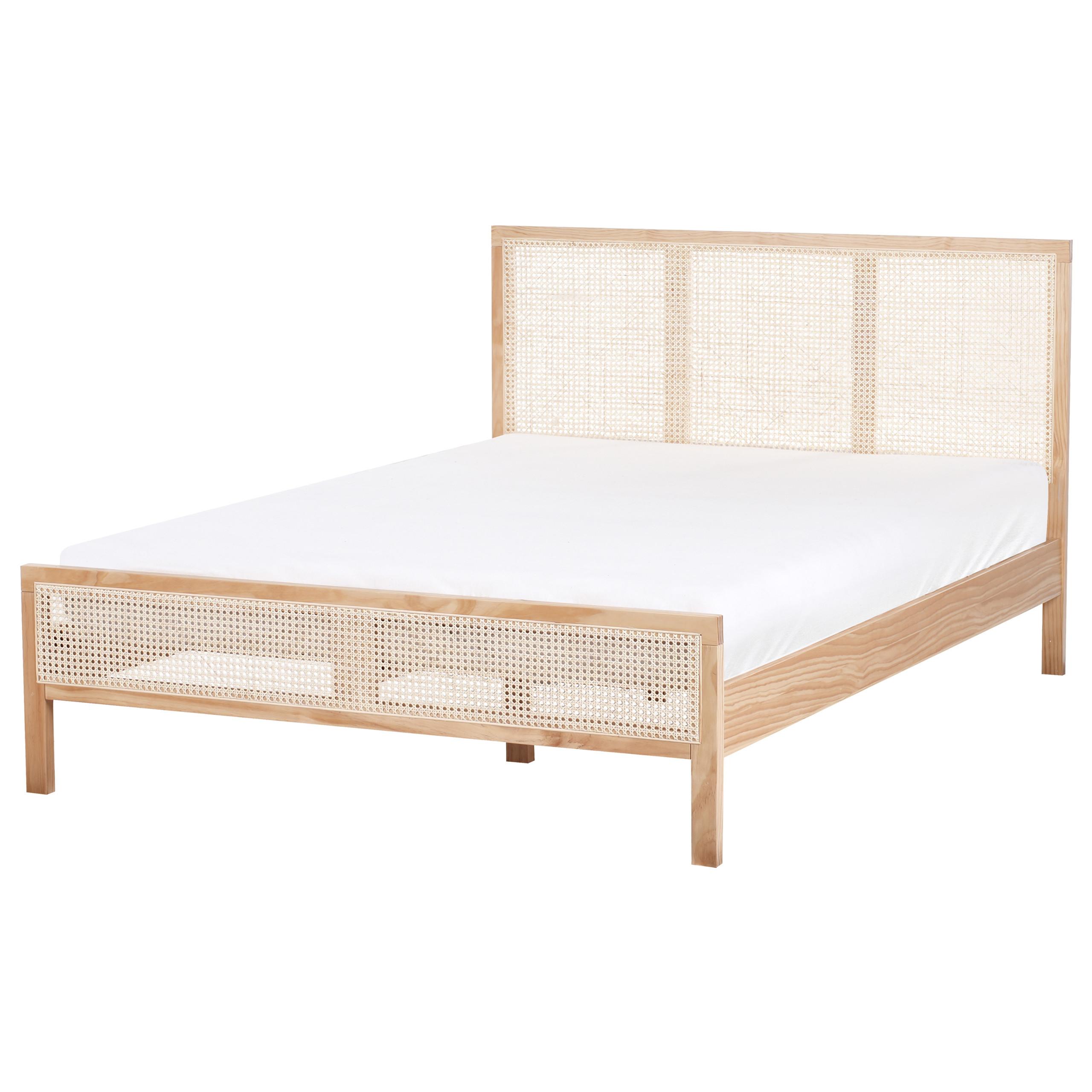 Wohnli Möbelsuche - BETT mit Lattenrost 140/200 cm Kiefernholz Hellbraun Salernas