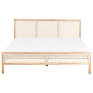 wohnli-moebel-suche-800001908000-1 BETT mit Lattenrost 180/200 cm Kiefernholz Hellbraun Salernas Holz Beliani Möbel > Betten Braun