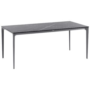 wohnli-moebel-suche-800001908006-1 GARTENTISCH 180/90 cm Marmor Optik Schwarzer Marmor Sovareto Kunststoff Beliani Möbel > Tische > Esstische Grau