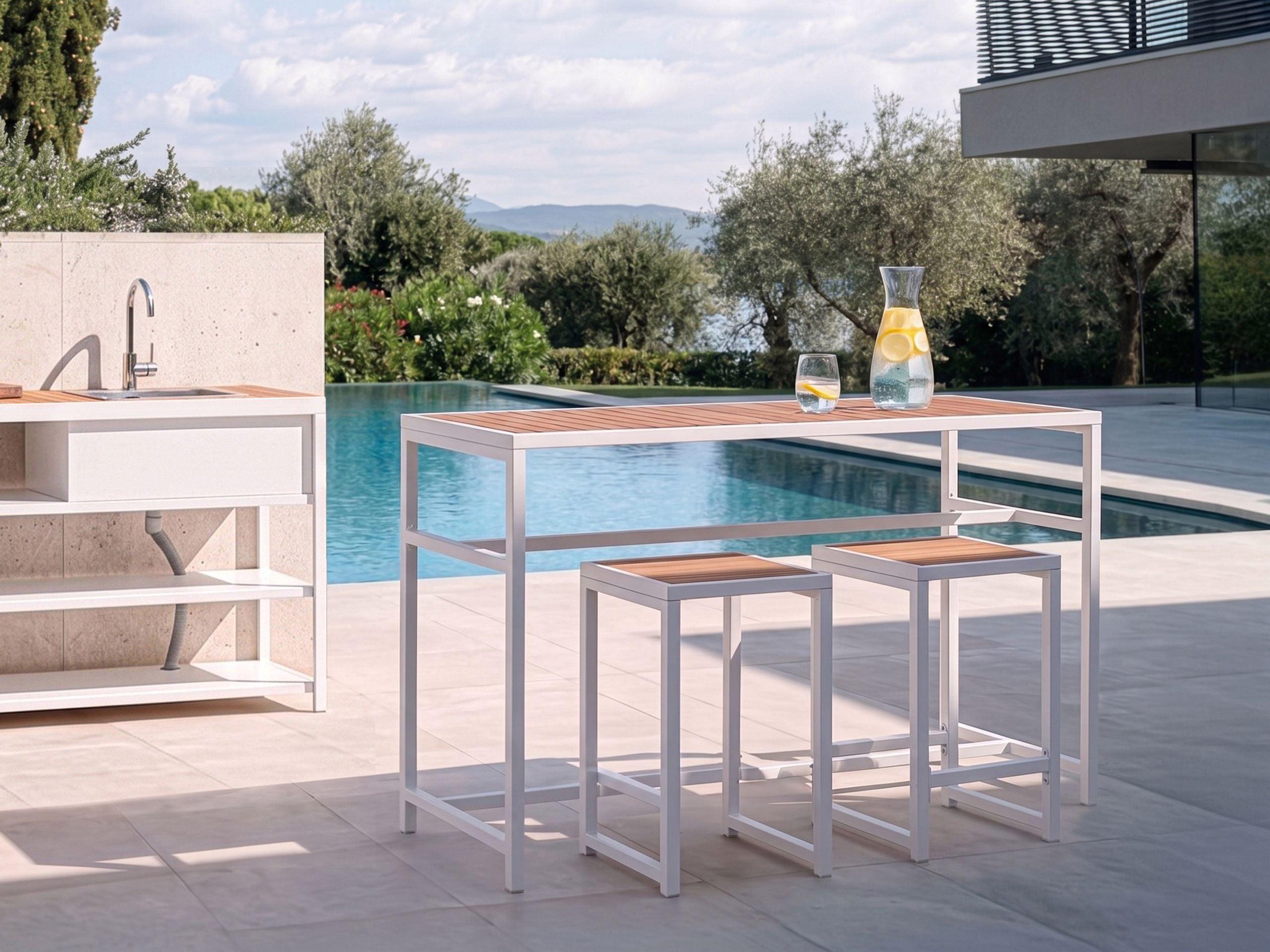 GARTEN-BARTISCH 150/50 cm Braun/Weiß Avetrana Metall Beliani Möbel > Tische > Esstische Weiß