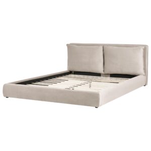 wohnli-moebel-suche-800001908094-1 BETT mit Lattenrost 180/200 cm Samtstoff Taupe Bajonna Textil Beliani Möbel > Betten Taupe