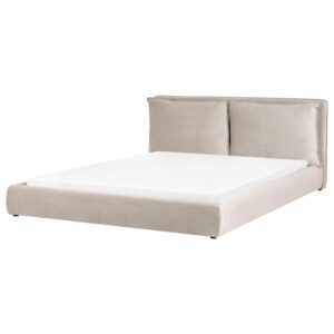 wohnli-moebel-suche-800001908094 Wohnli Möbelsuche - BETT mit Lattenrost 180/200 cm Samtstoff Taupe Bajonna