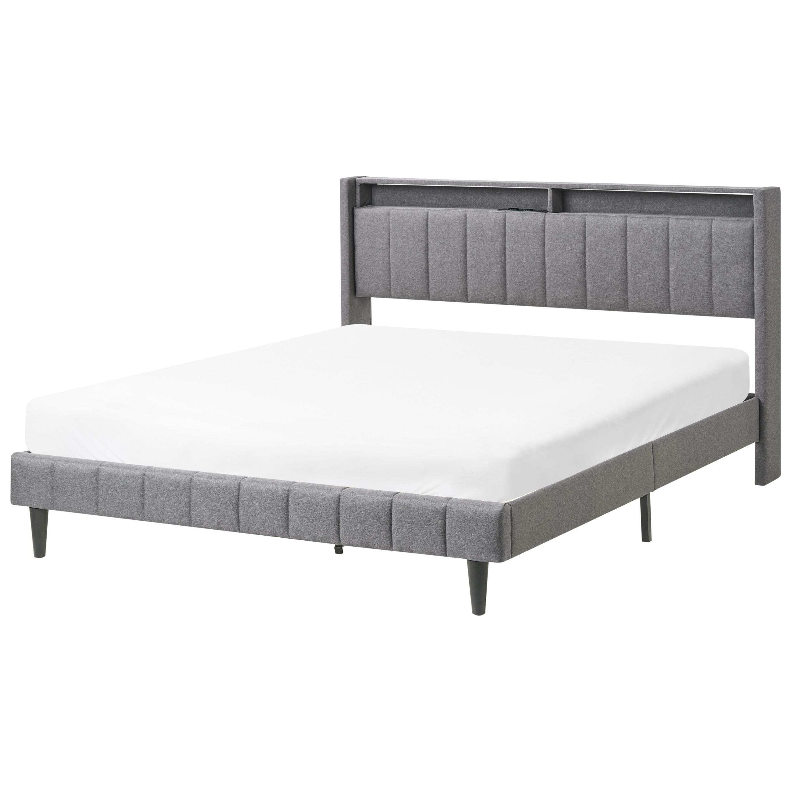 wohnli-moebel-suche-800001908099 Wohnli Möbelsuche - BETT mit LED 160/200 cm Stoff Dunkelgrau Beaulieu